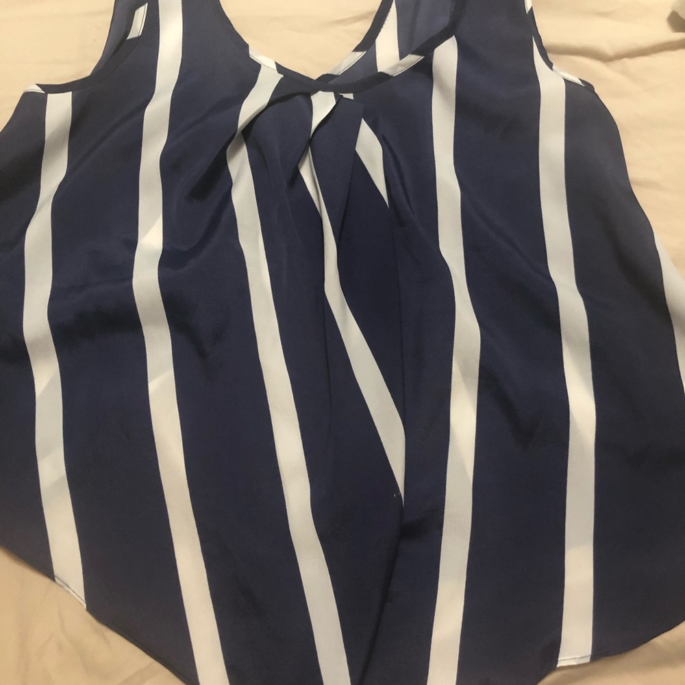 Blue striped partly opened in back tank top